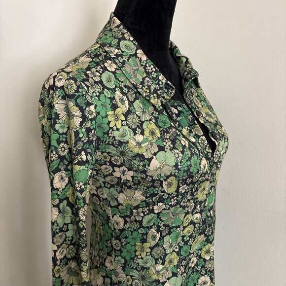 Zara Printed Flowing Green Floral Dress - Picture 4 of 5